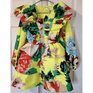 Christopher John Rogers x Target Ruffle Mini Green Yellow Floral Dress  0
